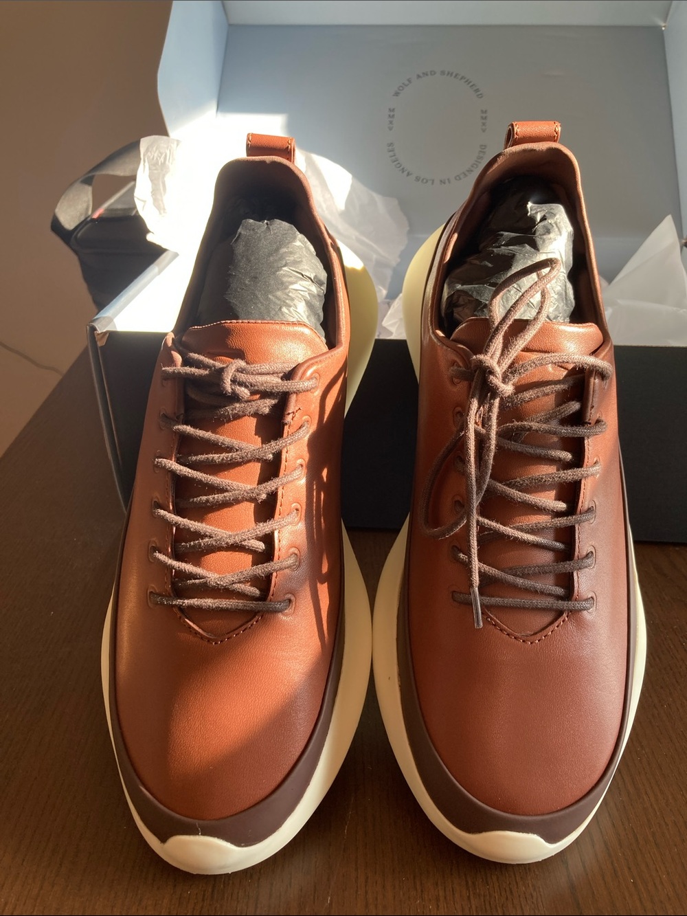 Men's Casual Brown Leather-Look Sneakers with Cream Sole  Steal